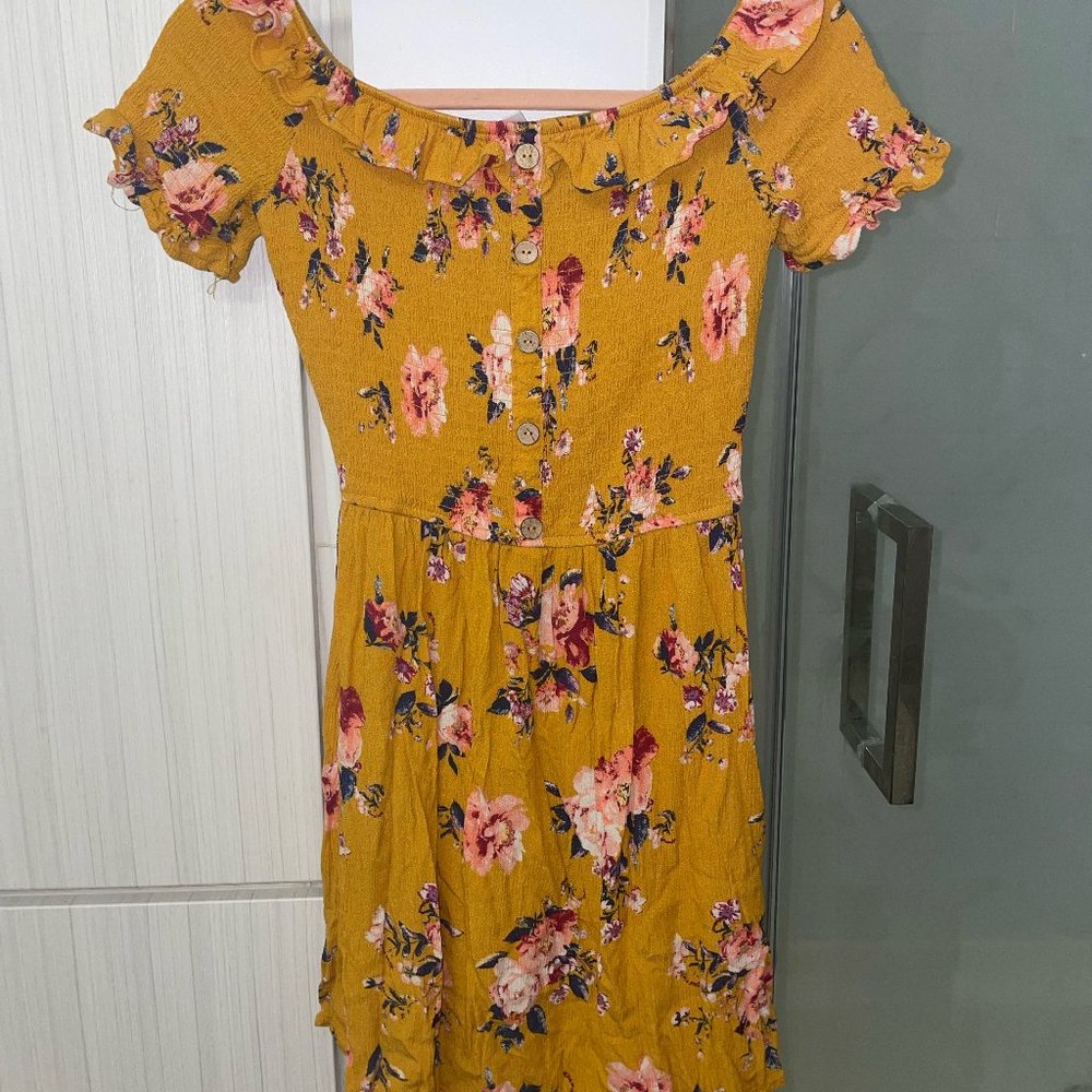 Yellow off the shoulder dress